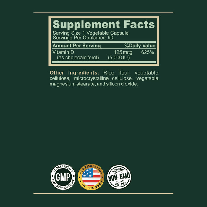 Black Coral Vitamin D-3 5000 IU Capsules - Black Coral