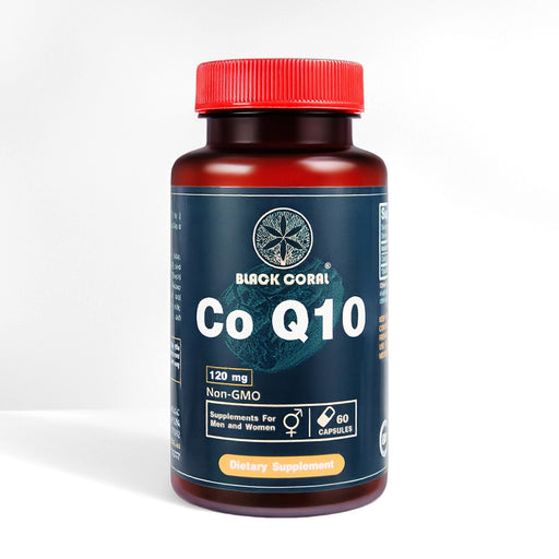 Black Coral CoQ10 120 mg liquid capsules non-GMO dietary supplement for heart and energy support